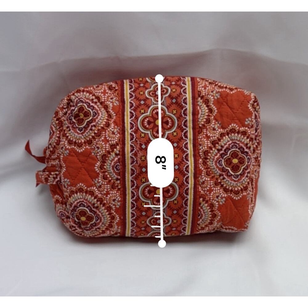 Vera Bradley Cosmetic Makeup Bag Orange Toned Paprika Pattern Floral Travel - Picture 8 of 8